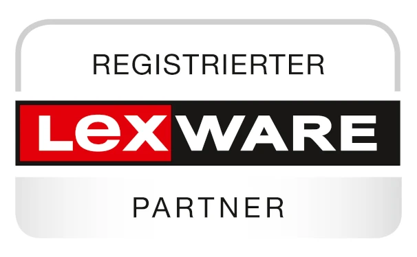 Logo mit der Aufschrift „Registrierter Lexware Partner“ für Buchhaltungssoftware.